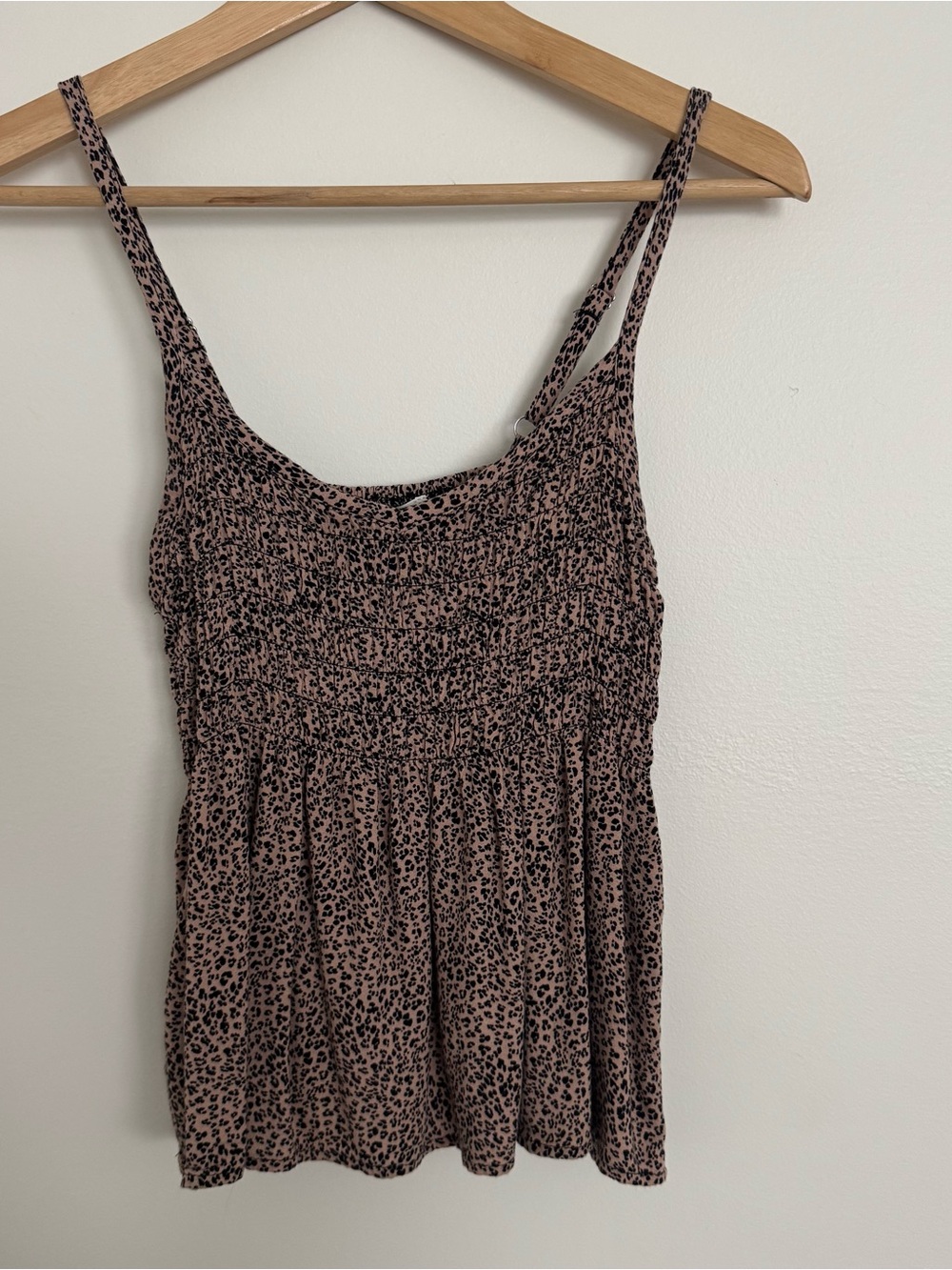 Urban Outfitters Pink and Black Leopard Print Smocked Tank